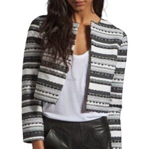 BB Dakota White & Black Jariah Striped Textured Cropped Jacket  Size 8